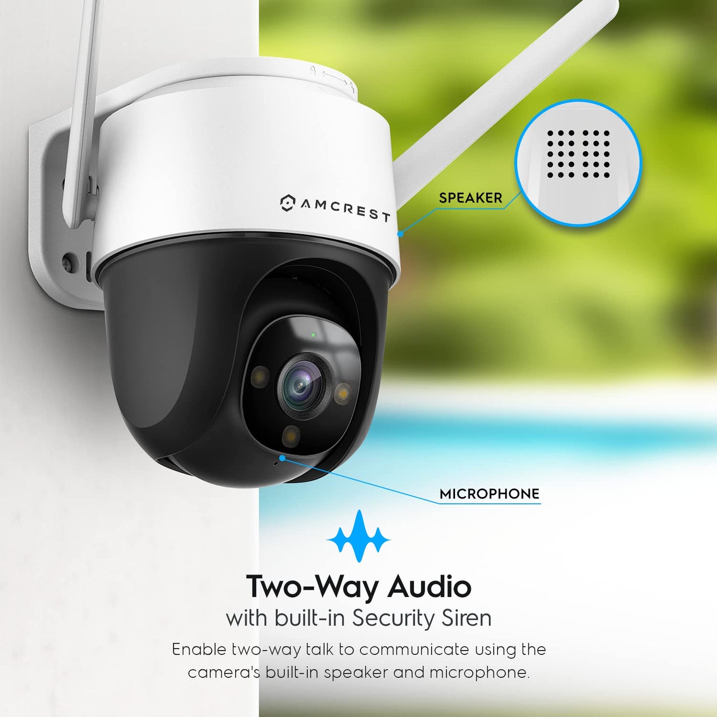 Amcrest 4MP Outdoor PT WiFi IP Camera Pan Zoom (Digital 16x) SmartHome WiFi Camera Security Speed Dome, Motorized Tilt, 98ft Nightcolor, (2.4Ghz), 107º FOV, IP66, 4MP, ASH47-W