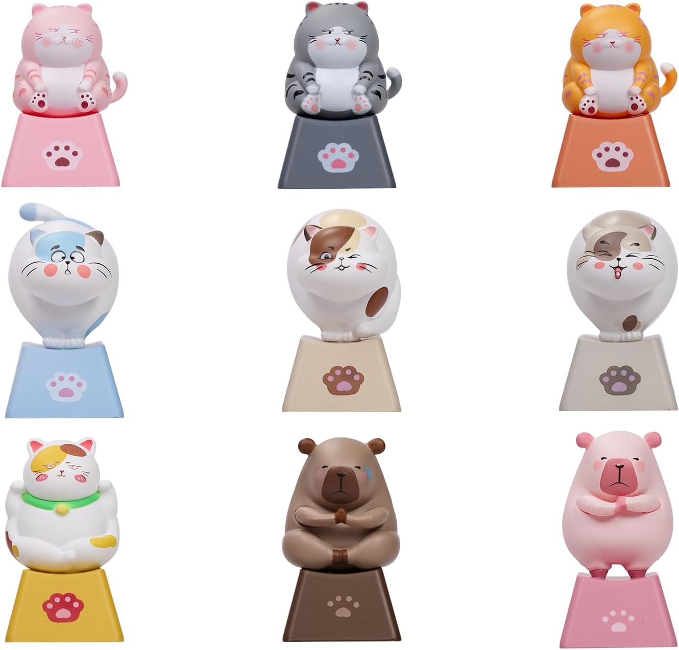 Akko Keycaps Set, Zoo Artisan Keycap Set 9 Animals R4 Keycaps for Mechanical Keyboards