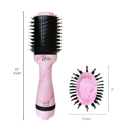 Aria Beauty Blow Dry Brush - Blow Dryer with Adjustable Heat and Speed Settings - Dual-Bristle Design for Smoothness and Volume - Pink Marble - 1 pc