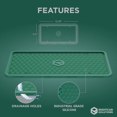 Rightcar Solutions Silicone License Plate Frames | The Original Premium Grade Silicone Car Plate Frame | Rust Proof, Rattle Proof, Weather Proof License Plate Holder (Green)
