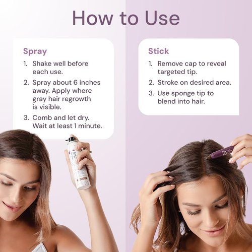 Style Edit Root Concealer Spray and Stick, Dark Brown, Temporary Gray Root Touch-Up, Cruelty-Free, Extends Color Life Between Salon Visits, For Gray, Grey, Brown Hair, Covers Roots and Gray