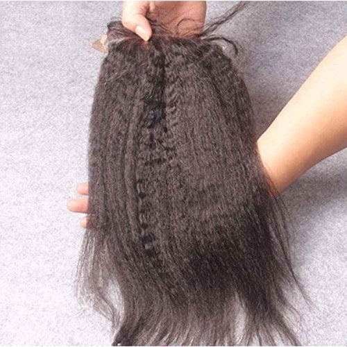 Nicewig Silk Base Top Closure Yaki Straight Bleached Hidden Knots Free Part 4x4 Fake Scalp Lace Closure With Baby Hair Unprocessed Virgin Kinky Straight Human Hair Closure 10" inch