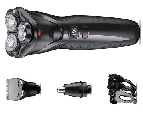 Rategist Electric Razor for Men, Waterproof Wet Dry Rotary Shaver, Rechargeable Cordless, Metallic Black