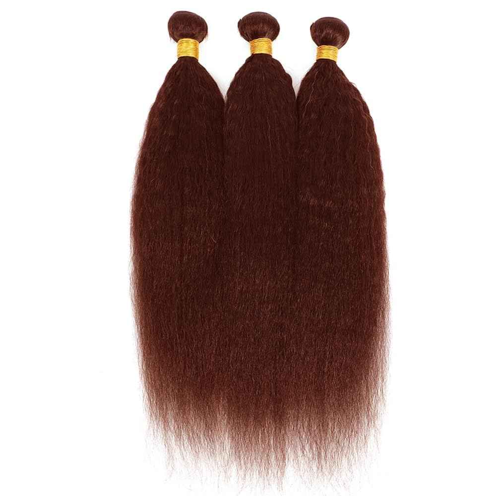 Giginger Brazilian Human Hair Bundles 26 28 30 Inch Brown Copper Red Yaki Wave Bundles Human Hair Unprocessed Virgin Quick Weave Hair for Black Women