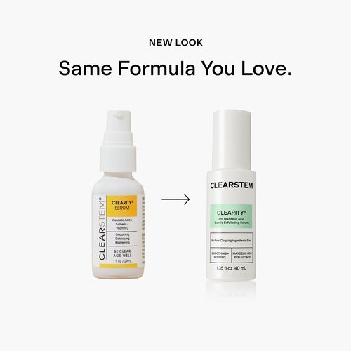 CLEARSTEM - CLEARITY The Blackhead Dissolver Mandelic Acid Serum - Vitamin C, Turmeric, Collagen Boost - All Skin Types - Facial Skin Care Products - Gluten Free, Cruelty Free - 1 fl oz / 29ml