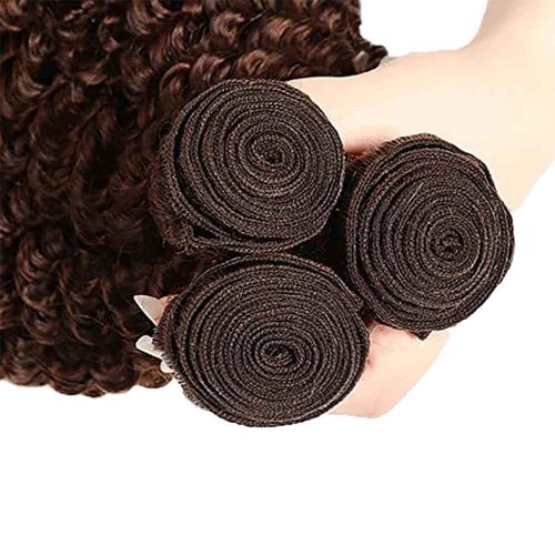 Giginger Bundles Human Hair 12 14 16 Inch Chocolate Brown Deep Wave Human Hair Bundles Deep Curly Unprocessed Quick Weave Soft Sewn In Hair Extensions for Black Women