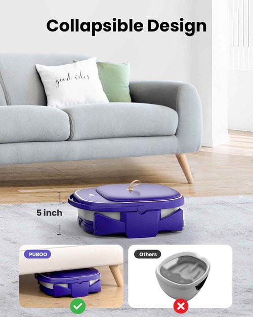Puboo Collapsible Foot Spa Bath Massager with Heat, 95-115°F Precise Temp Control, Motorized Massage Rollers & Acupressure, Heated Foot Bath Soak Tub, Fits US Men’s Size 11, Gift for Christmas