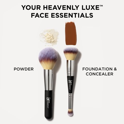IT Cosmetics Face Makeup Brush Bundle – For Foundation, Concealer, CC+ Cream, Pressed + Loose Powders – Includes Complexion Perfection Brush #7 + Luxe Wand Ball Powder Brush #8 – Airbrushed Look