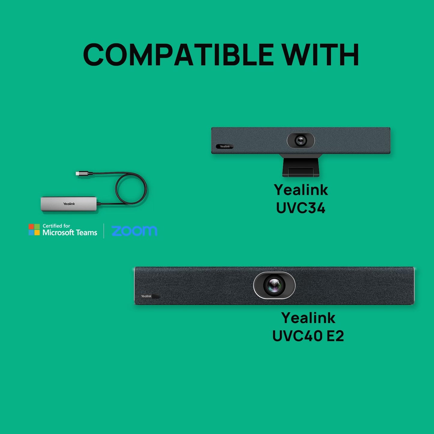Yealink UVC40 E2 Conference Room Video & BYOD-Box USB Hub Buddle
