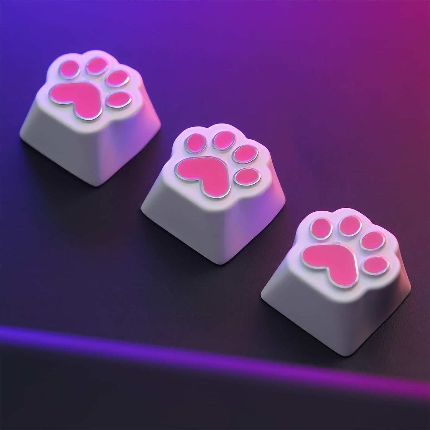 ZMX Custom ESC Keycaps,Artisan Aluminum Alloy Metal Keycaps for RGB Gaming Keyboard Backlight Personalized Keycaps for Cherry MX Switch Mechanical Keyboard R4 Height DIY Keycaps (Pink Cat-Paw)