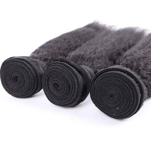 datanala Brazilian Virgin Kinky Straight Human Hair 3 Bundles with 4x4 Lace Closure 12 14 16+10 100% Virgin Yaki Human Hair Bundles With Closure Free Part Natural Black Color