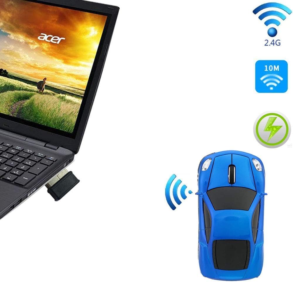 2.4Ghz Wireless Car Shape Mouse 3D Optical Gaming Mice USB Mini Receiver for PC Laptop Computer