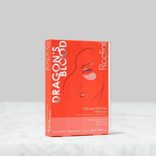 Rodial Dragon's Blood Jelly Eye Patches (4 Sachets), Elisticity and Firmness, Hyaluronic acid and Dragon's Blood for Plumping and Deep Hydration, Makeup Prep