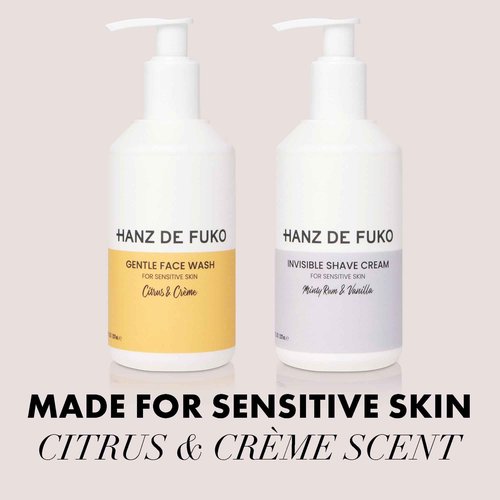 Hanz de Fuko Gentle Face Wash & Invisible Shave Cream Kit – Premium Facial Cleanser (8 oz) & Premium Men’s Shaving Cream (8 oz) – Made for Sensitive Skin, Hypoallergenic, Sulfate and Paraben Free