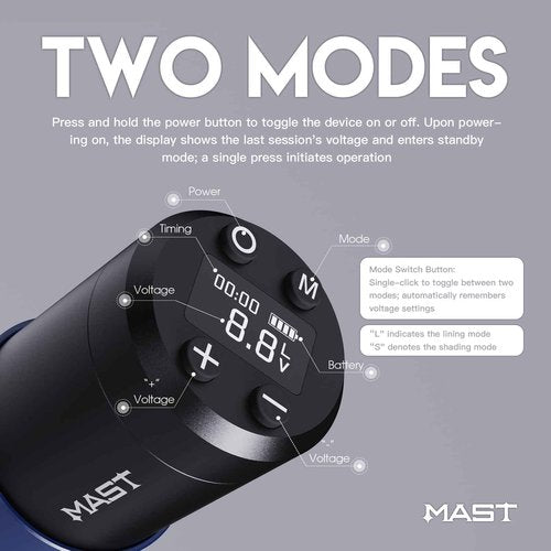 Mast Tattoo Kit, A3 Wireless Tattoo Gun Machine Kit, Complete Tattoo Kit, Finger Skate Practice Skin for Beginner, Tattoo Needles Cartridges