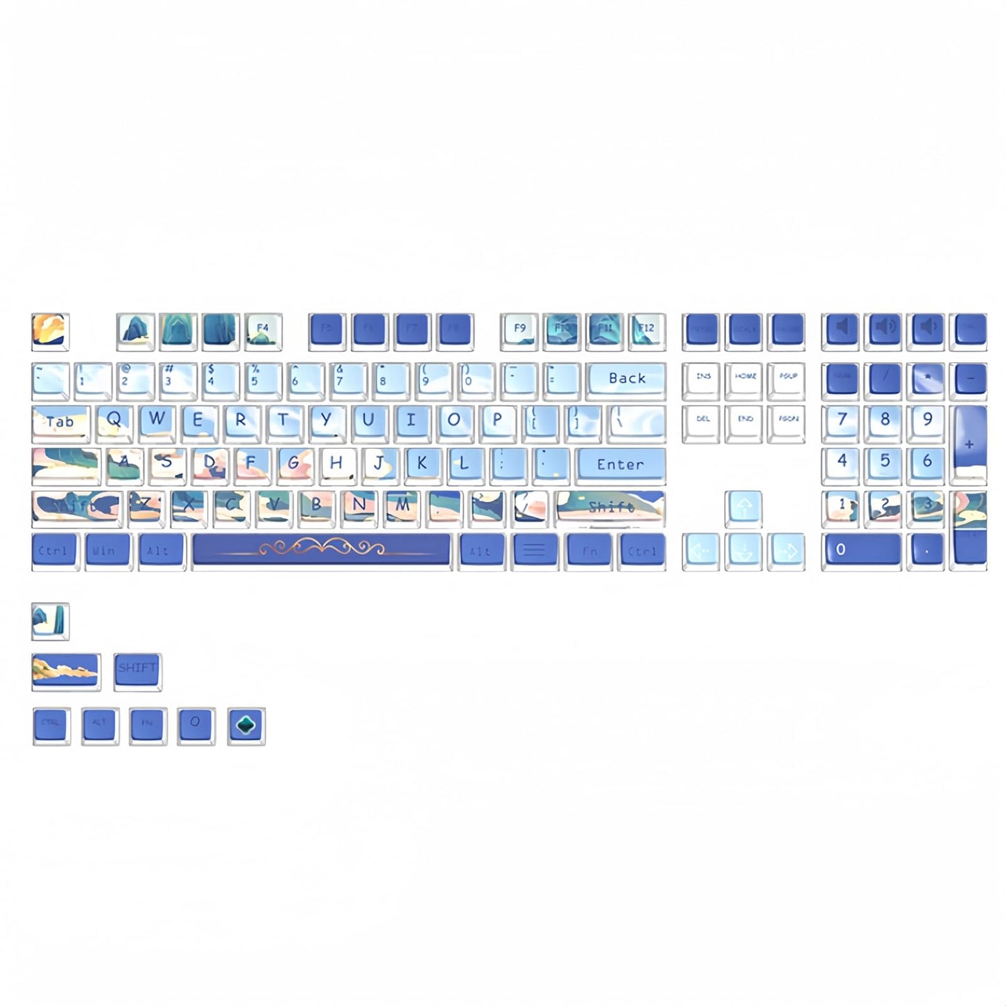 ZMX Pudding Keycaps Set,Double Shot PBT Dye-Sub Custom Keycaps ASA Profile 116 Keys Cute Themed Transparent Backlit Keycaps for ANSI 100% 60% TKL Cherry MX Switch Mechanical Gaming Keyboard (08)