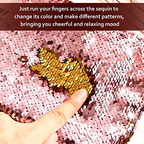 Tatuo 4 Pcs Sequin Makeup Bag Glitter Sequin Purse Rainbow Iridescent Make up Bag Small Reversible Cosmetics Pouch for Women Teacher Graduation Gifts Party Favors