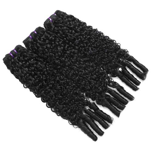 3C4A Curly Hair Extensions 18 20 22 Inch Double Weft Burmese Raw Hair Water Wave Bundles Natural Black for Women