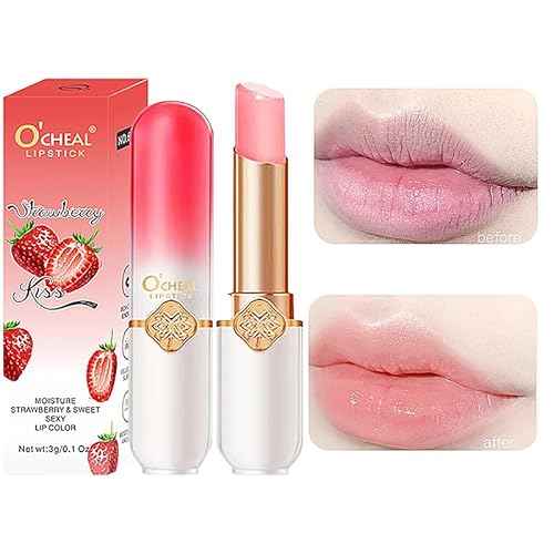 O'CHEAL Color Fruit Lipstick Peach Temperature Changing Lip balm Moisturizing Waterproof Long Lasting Moisturizes Lip Balm