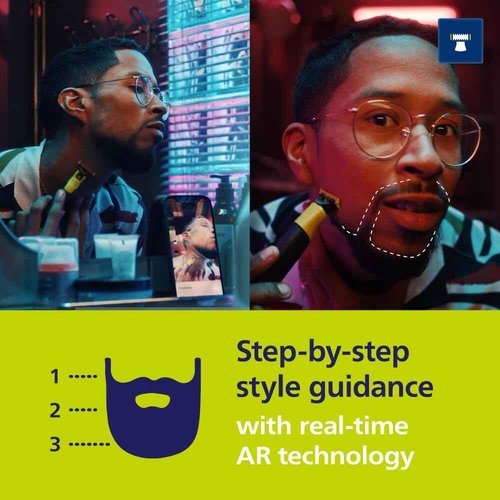 Philips Norelco OneBlade 360 with Connectivity Hybrid Face + Body, Electric Beard Trimmer, Shaver and Body Groomer Kit with 360 Blade Tech, 1x360 Blade, 5-in-1 Comb, Travel Case, Model QP4631/90