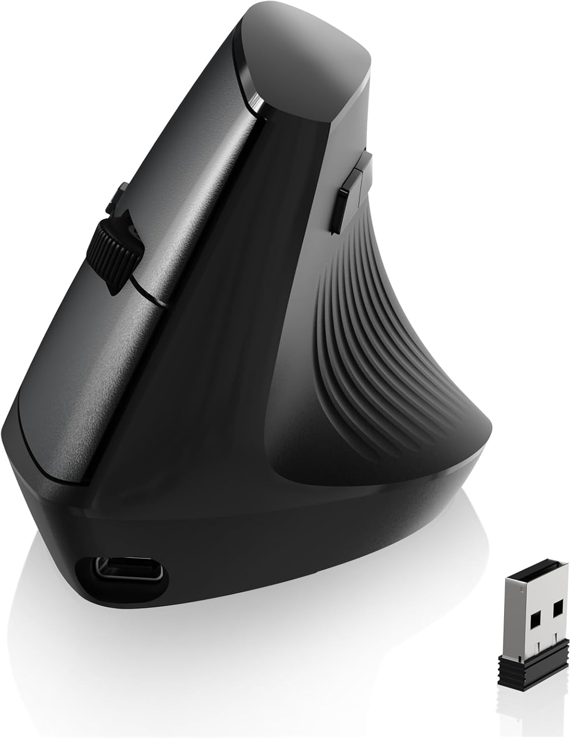 A.JAZZ I300 Bluetooth and 2.4G Rechargeable Wireless Mouse,Ergonomic Vertical Design Optical Mouse Computer Mice,800/1200/1600 DPI,Quiet Clicks,84G Lightweight for Laptop, Desktop, PC, MacBook(White)
