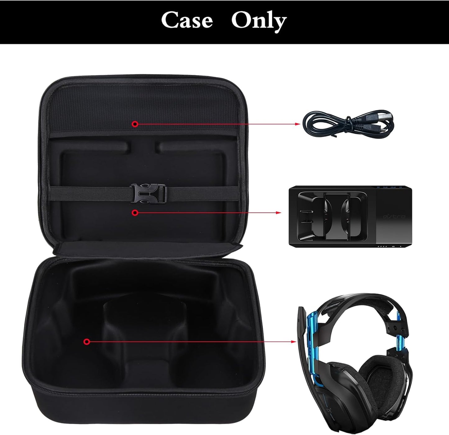Aproca Portable Hard Protective Case, Compatible with Logitech G Astro A50 X/Astro Gaming A50 Wireless Dolby Gaming Headset (Black)
