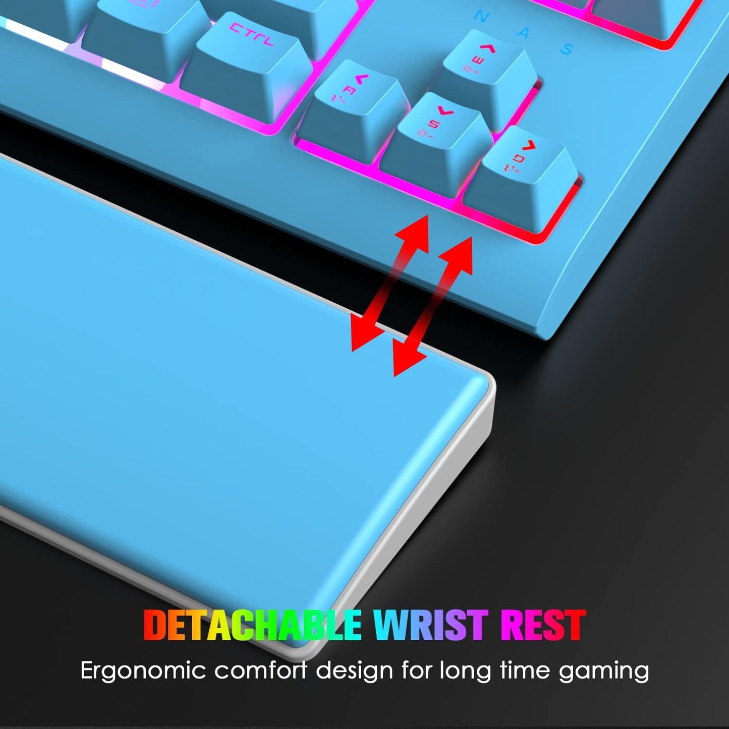 ZIYOU LANG Mechanical Gaming Keyboard, 87 Keys Chroma RGB LED Backlit, Blue Switch, USB-C, PC/Mac Compatible