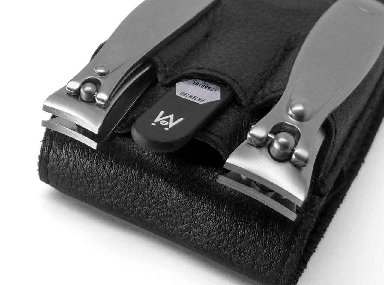 GERMANIKURE 3pc Travel Manicure Set - FINOX Stainless Steel Tools Handmade in Solingen Germany: Fingernail Clipper, Toenail Clipper, Glass Nail File in Leather Case