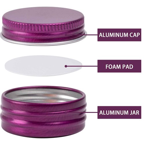270pcs 0.5 oz / 15ml Bulk Packaging Screw Top Aluminum Tin Jar with Screw Lid and Blank Labels (Purple)