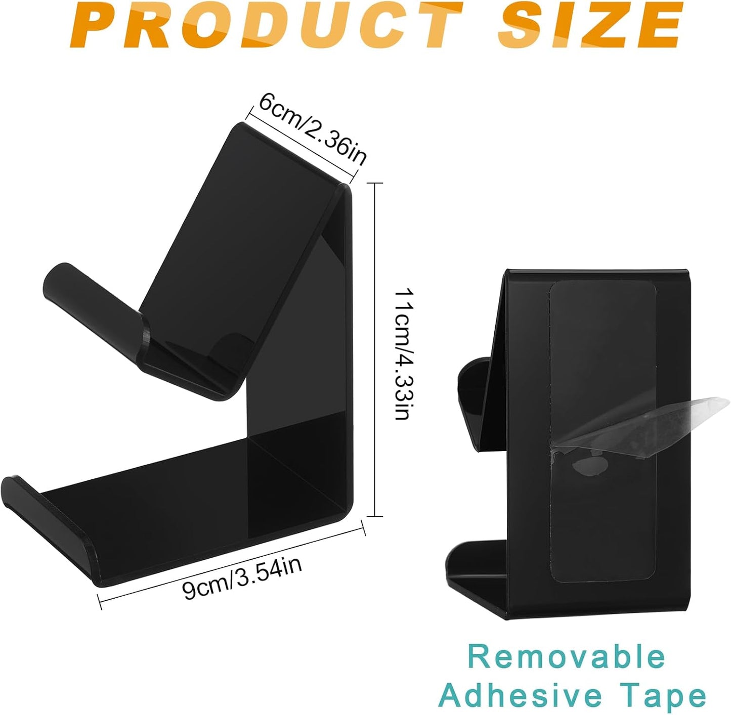 6 Pcs Headphone Wall Hangers 2 in 1 Adhesive Gaming Headset Holder Hooks for Wall Mount Strong Universal Stand Hooks for Most Headphone Controller, Hat, Baseball Caps, Closet, Door