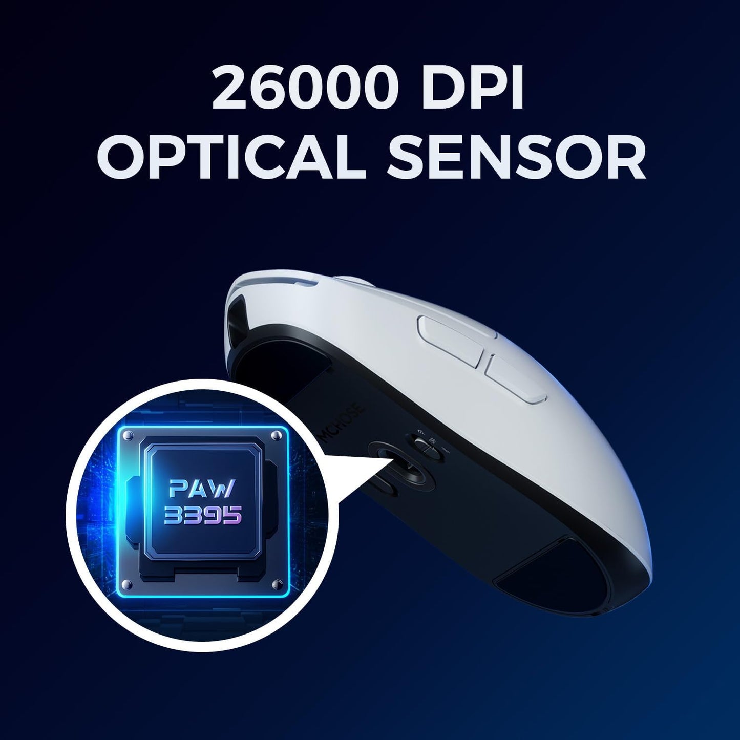 A5 ProMax Wireless Gaming Mouse, Symmetrical Design, 59 Grams, 1K Polling Rate, PAW3395 26K DPI Optical Sensor, 130 Hour Battery Life, Tri-Mode Connectivity - Black