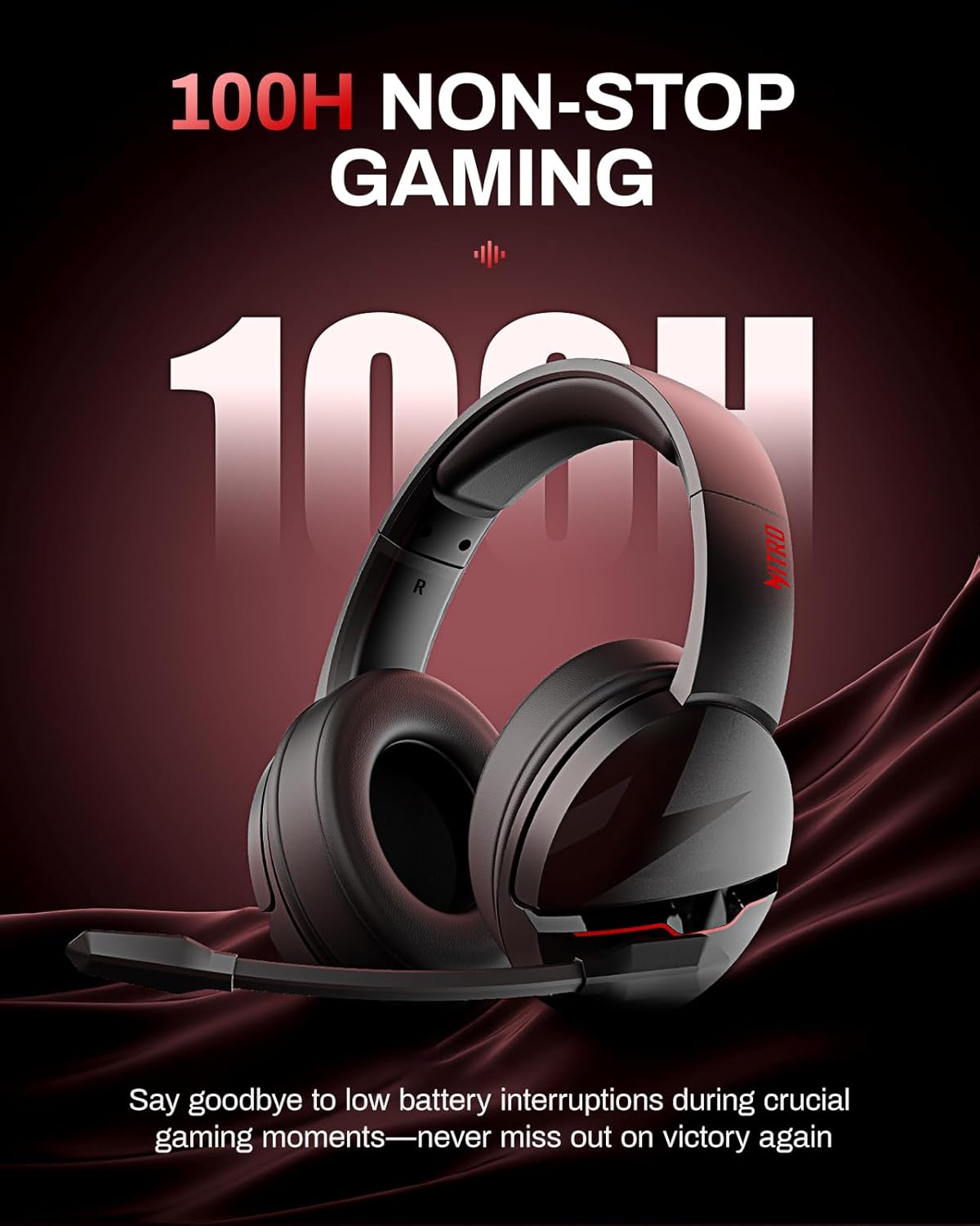 acer Wireless Gaming Headset, PS5 Headset with 2.4GHz for Ps5, Ps4, PC, Switch, Bluetooth 5.3 + 100Hrs Gaming Headphones with Noise Canceling Mic for Laptop, Mobile, Mac, 50mm Drivers (Red)