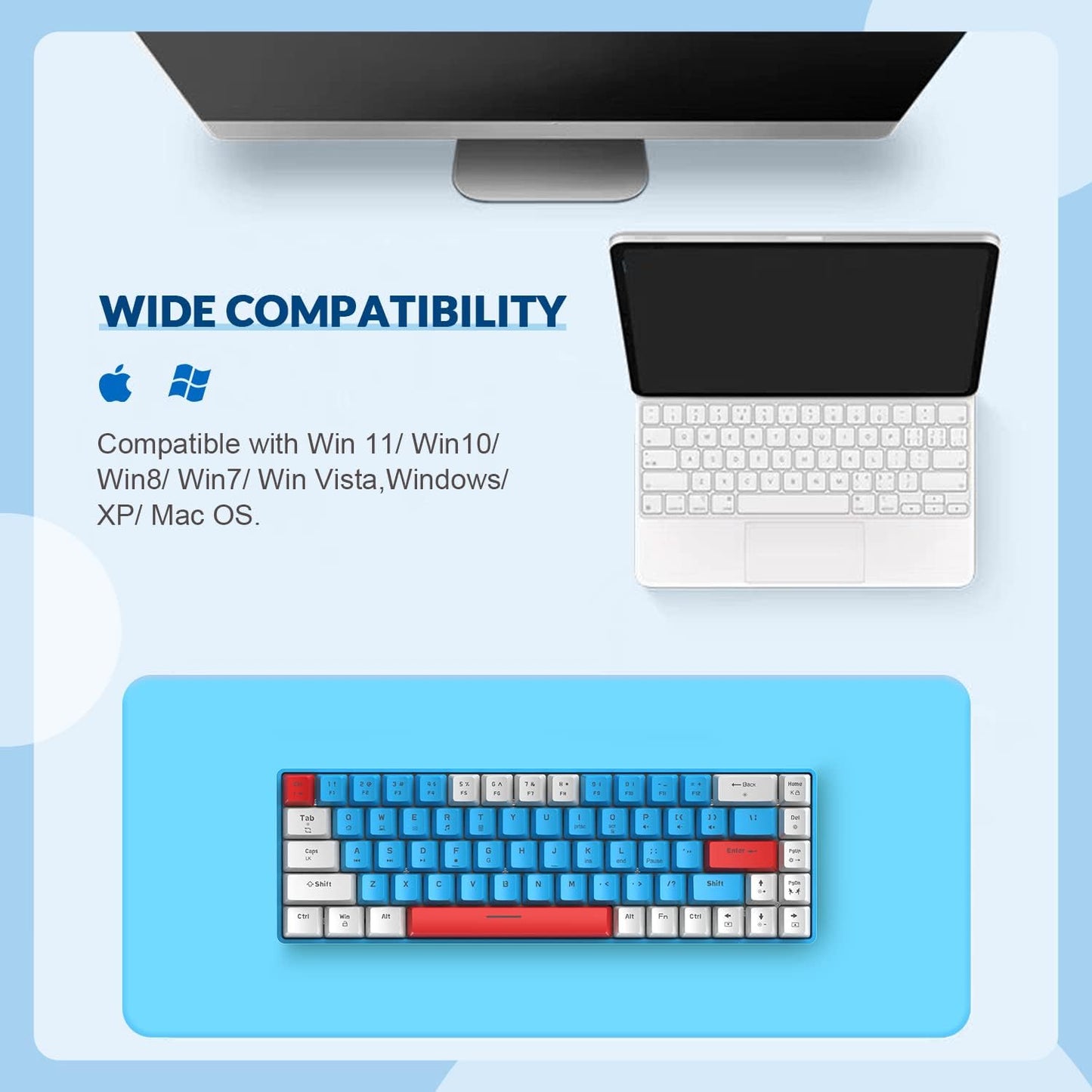 ZIYOU LANG RK-T8PR0 Wired 65% Mechanical Gaming Keyboard and Mouse Combo with RGB Backlit Anti-ghosting TKL Mini 68 Key Coiled C to A Cable Tactile Blue Switch for PS4 PS5 Xbox PC Mac Gamer(Dark Gray)