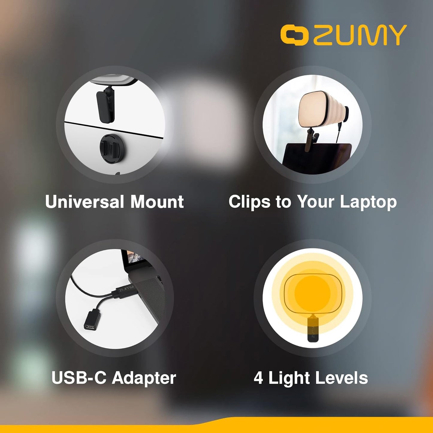 Zumy Softbox Video Conference Lighting for Video Recording - Portable USB LED Video Light, 4 Soft Light Levels, Laptop & Computer Video Lighting, Camera Webcam Streaming Selfie Light for Zoom Meetings