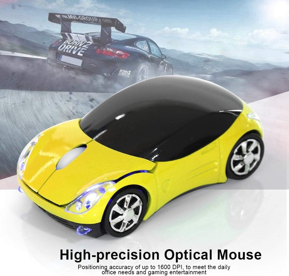 1600DPI Portable with 3 Buttons,10M 2.4G Bluetooth Optical with a Receiver Storage, for /ME/Windows PC/Tablet Gaming Office(Yellow)