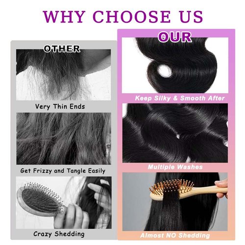 12A Human Hair Bundles Body Wave 16 18 20Inch 100% Brazilian Human Hair Quick Weave Bundles Natural Black Hair Extension