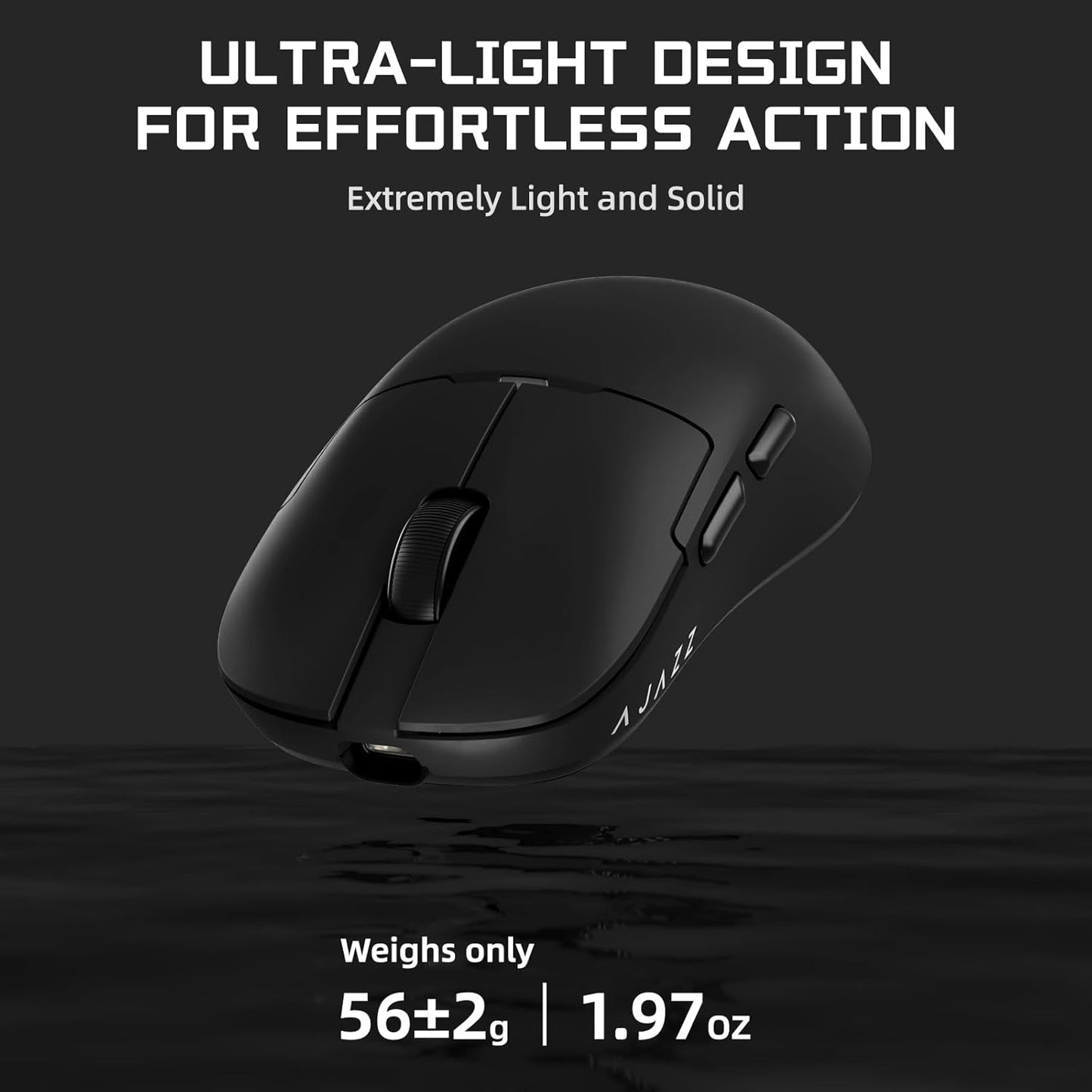 AJAZZ AJ159 APEX Wireless Gaming Mouse with Magnetic Charging Base, 56g Lightweight BT/2.4G/USB-C Wired Mouse, PAW3950APEX 42K DPI Optical Sensor, Programmable Buttons for PC/Mac/Win(White)