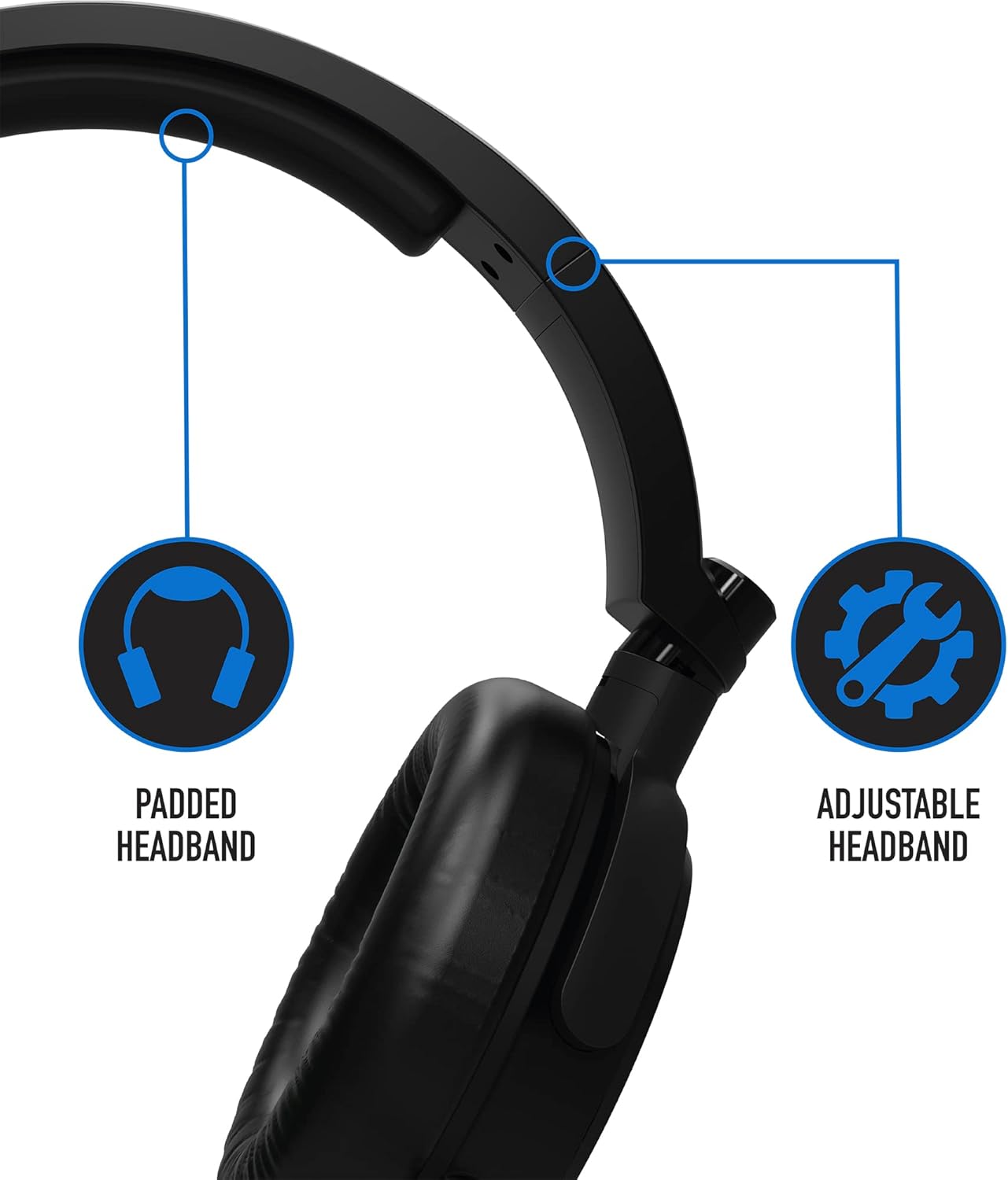 4Gamers C6-100 Black & Blue Over Ear Gaming Headset Compatible with PS4/PS5, Xbox, Switch, PC with Flexible Mic, 3.5mm Jack, 1.5m Cable, Lightweight, Comfortable and Durable