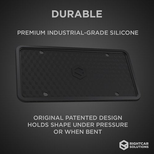 Rightcar Solutions Silicone License Plate Frames | The Original Premium Grade Silicone Car Plate Frame | Rust Proof, Rattle Proof, Weather Proof License Plate Holder (Black 2pack)