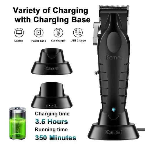 KEMEI Professional Hair Clippers for Men, Hair Trimmer and Foil Shaver Set, Cordless Barber Clippers, Zero Gapped Beard Trimmer, Rechargeable Fade Clipper Haircutting Kit, KM-2299, KM-2296, KM-1102