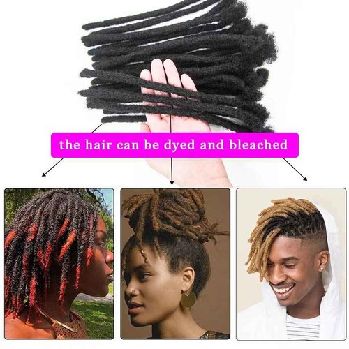 Loc Extension Human Hair 0.4cm Thickness 8 Inch 60 Strands Natural Black Full Handmade Permanent Locs Can Be Dyed and Bleached for Women Men Kids Dreadlock Extensions Real Human Hair