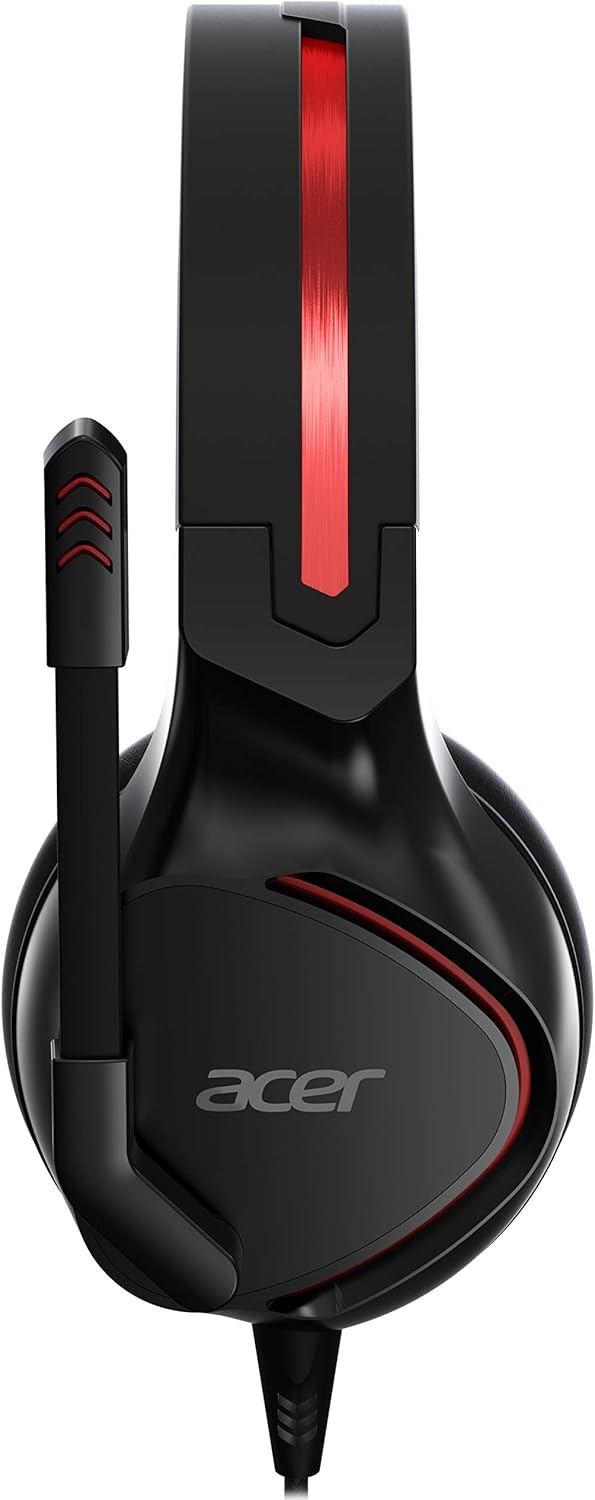 Acer Nitro Gaming Headset (Adjustable Headband, Omnidirectional Microphone, 100 dB Sensitivity) Black/Red