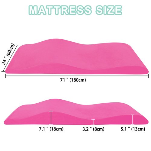 QIUBABYO Curvy Massage Bed Topper,Ergonomically Designed Lash Bed Topper with Short Plush Cover Soft and Comfort,Excellent Topper for Beauty Salon -Black- 70"× 28"(Pink)…