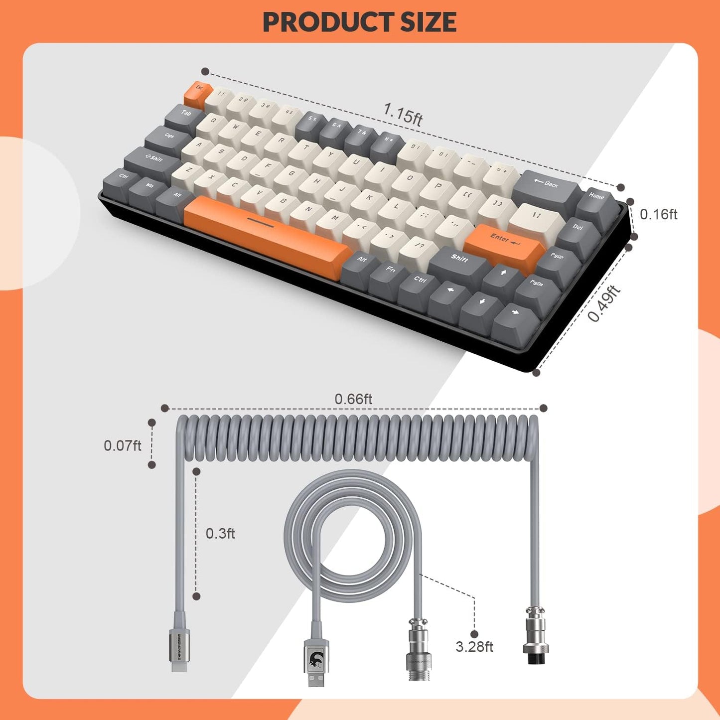 ZIYOU LANG RK-T8PR0 Wired 65% Mechanical Gaming Keyboard and Mouse Combo with RGB LED Backlit Anti-ghosting TKL Mini 68 Key Coiled C to A Cable Linear Red Switch for PS4 PS5 Xbox PC Mac Gamer(Gray)