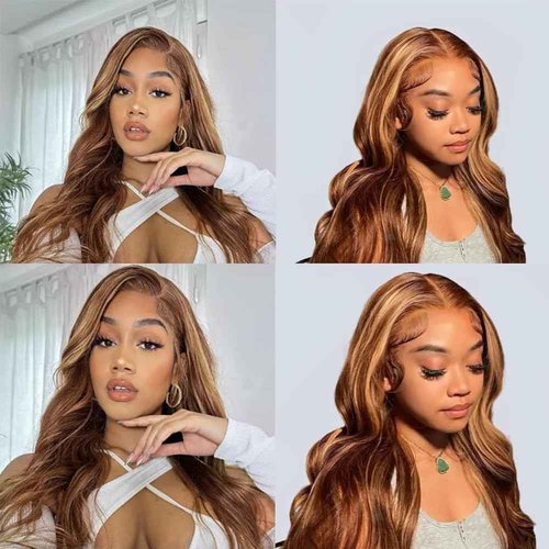 P2733 Highlight Honey Blonde Bundles Human Hair Reddish Brown Body Wave 3 Bundles 22 24 26 inch Brazilian Virgin Hair Extensions