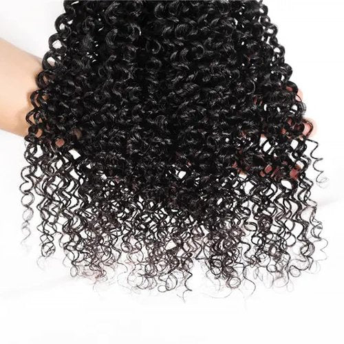 Kinky Curly Human Hair Bundles 20 22 24 Inch Curly Wave Bundles Human Hair Unprocessed Native Virgin Hair 100/PC 3 Extensions Natural Black Color 1B Wet and Wavy Human Hair Extensions for Women