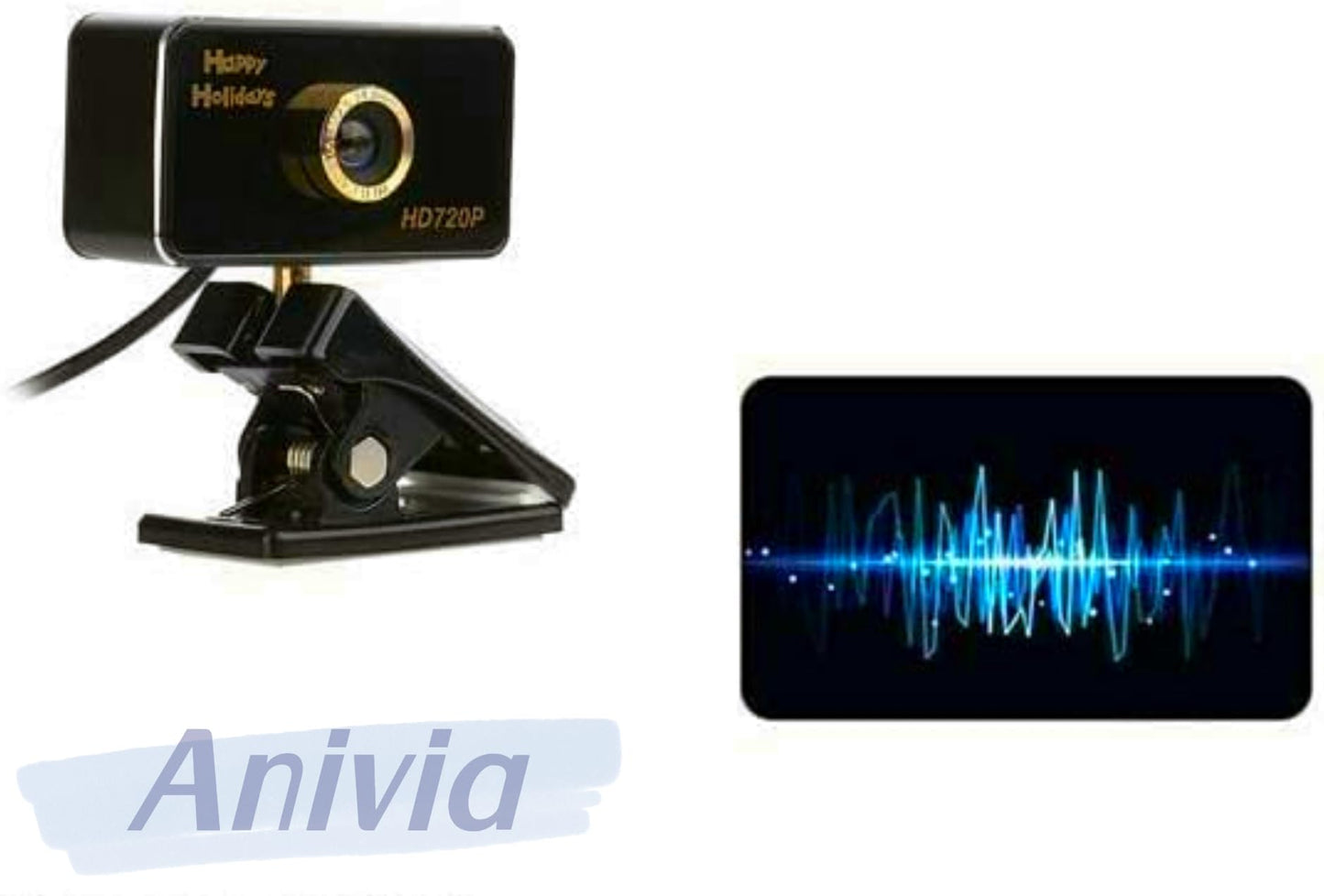 Anivia HD 720P Webcam Low Light Correction, Noise-Reducing Mic, for Skype, FaceTime, Hangouts, WebEx, PC/Mac/Laptop/MacBook/Tablet - Black