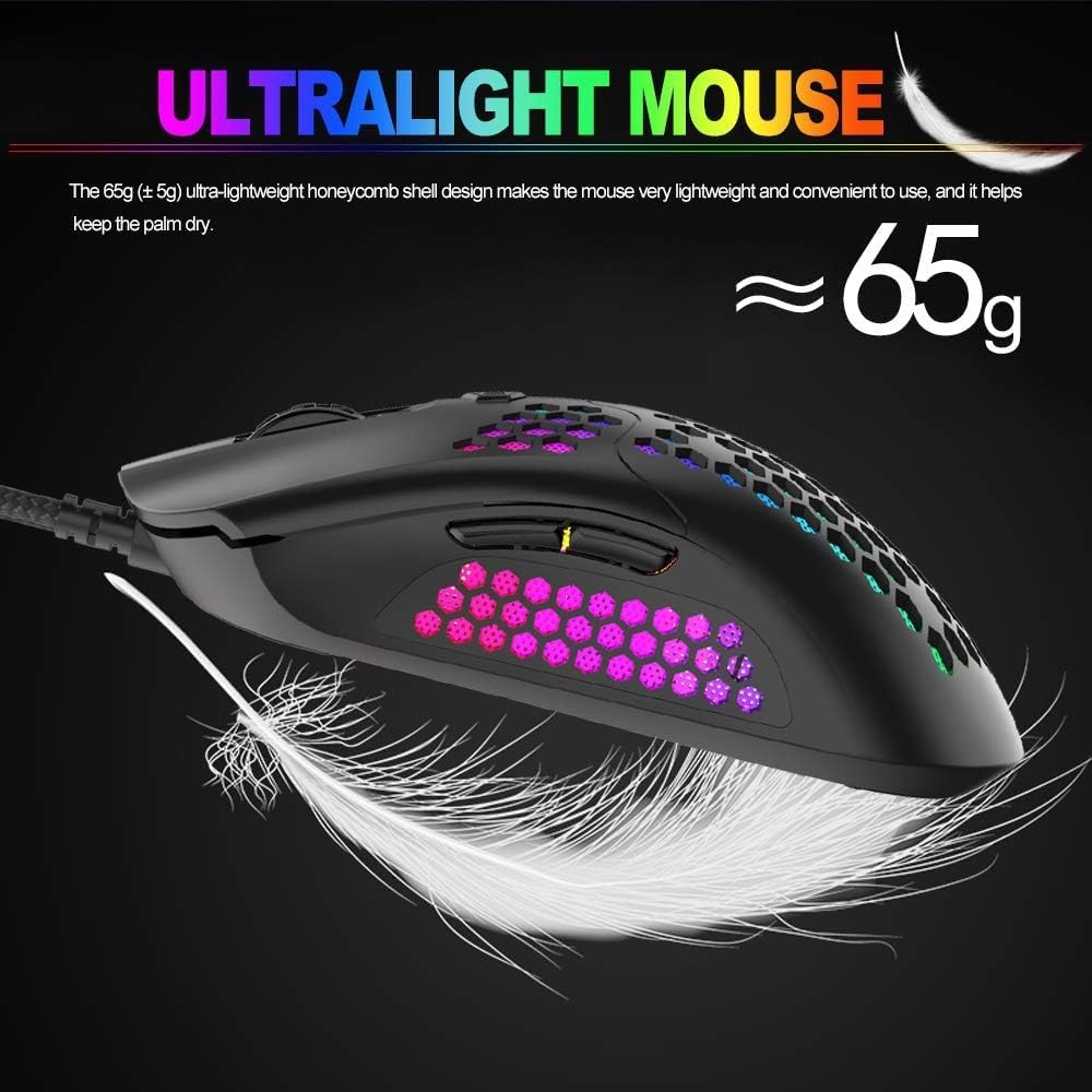 ZIYOU LANG Gaming Keyboard and Mouse and Mouse Pad,Wired Green Backlit Mechanical Keyboard,Superlight RGB Gaming Mouse,12000DPI Optical Sensor,6 Programmable Buttons Mice for PC Gamers