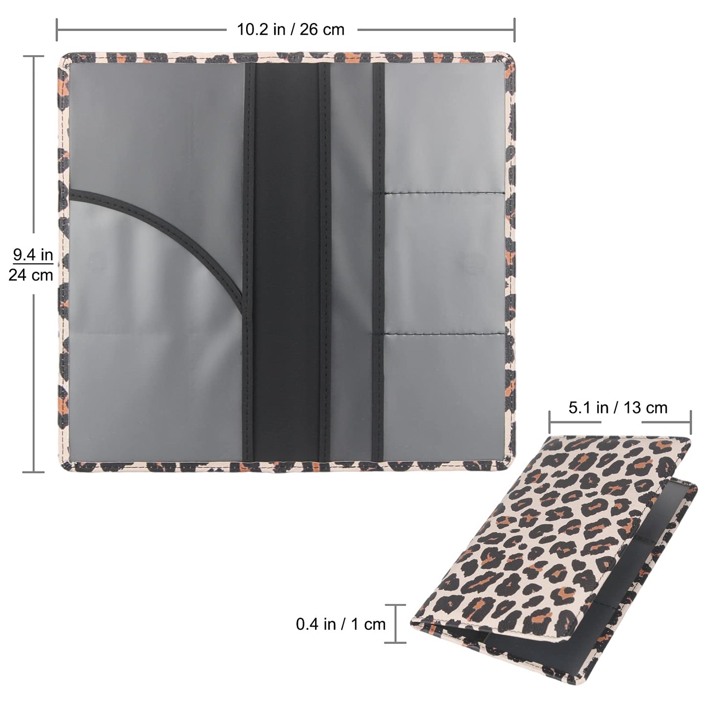 LumiMokki Premium Car Registration & Insurance Card Holder with Magnetic Shut, Vehicle Glove Box Car Organizer - For Documents, Cards, License (Leopard A)