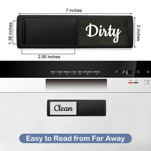 Oxepleus Dishwasher Magnet Clean Dirty Sign, Farmhouse Rustic Wood Design Black and White Non-Scratch/Easy to Read & Slide/Strong Magnetism Kitchen Storage and Decoration Accessories (B-Black)